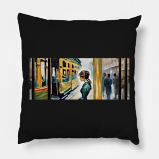 The Art of Trams - Impressionism Style #001 - Mugs For Transit Lovers Pillow