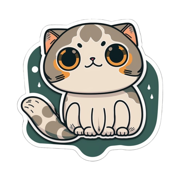 Adorable Scottish Fold Cat Sticker - Cute Kitten by cptpuggles