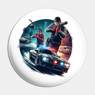 Deadly Chase: Wheels and Shadows on the Run Pin