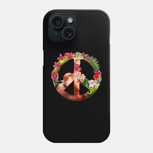 Peace Sign,  Pink Flamingo Phone Case by Dream and Design