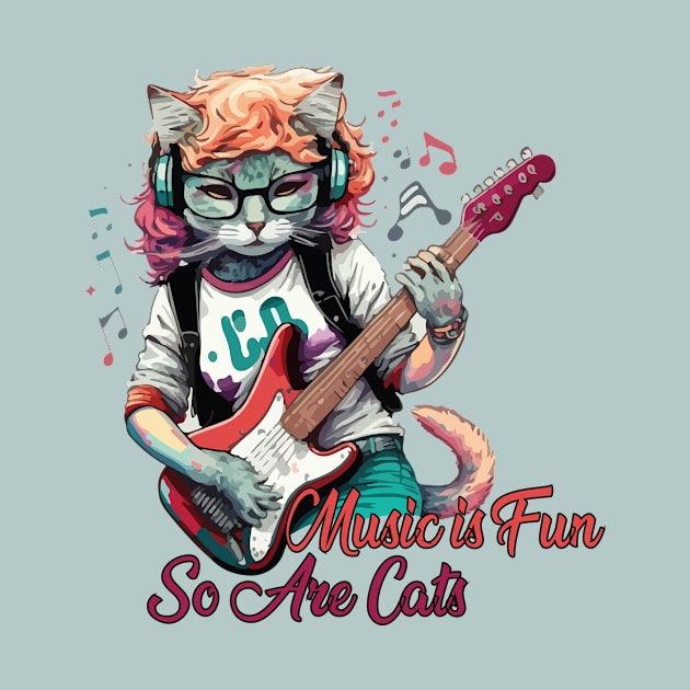 cat music slogan -  musician cat plays guitar by MusicianCatsClub