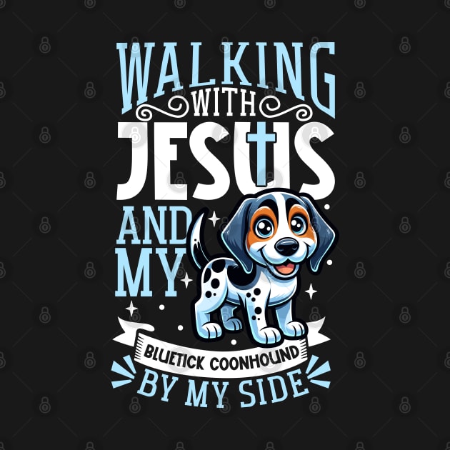 Jesus and dog - Bluetick Coonhound by Modern Medieval Design