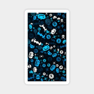 Halloween Pattern Art Design Blue and White Magnet