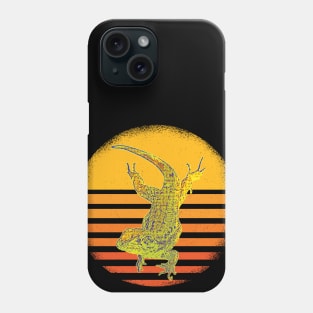 Lizard Chilling Hanging out Retro Sunset Background Phone Case