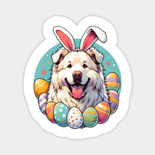 Maremma Sheepdog's Easter Celebration with Bunny Ears Magnet
