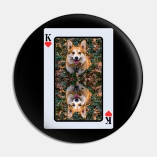 Corgi King Of Hearts Pin