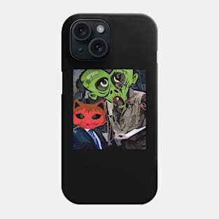 watercolor cat with a heart zombie Phone Case