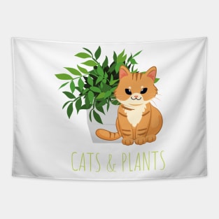 Easily Distracted by Cats and Plants Tapestry