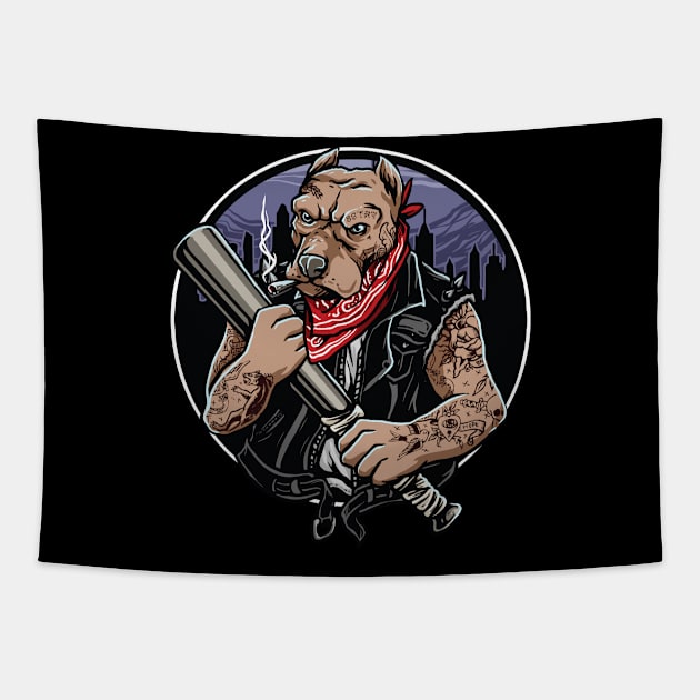 Dog gangster Tapestry by peace and love