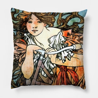 Cycles Perfecta - Alphonse Mucha Pillow