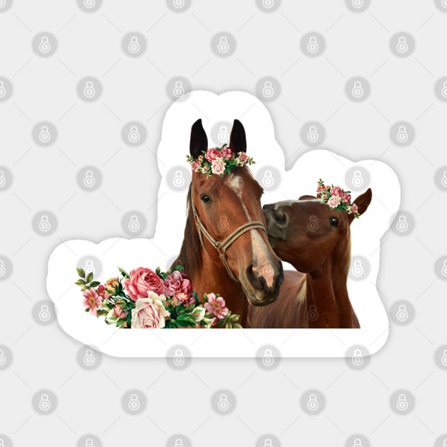 Flower crown horses Magnet by reesea