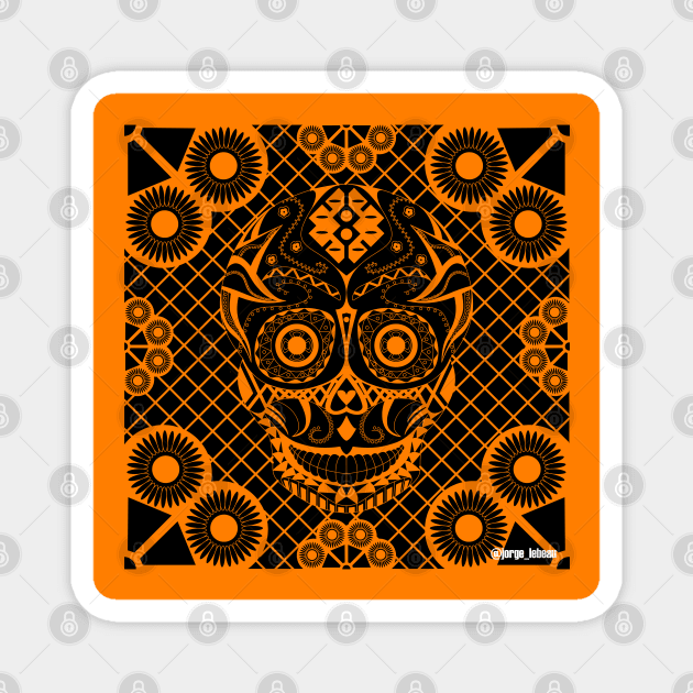 orange picnic in skeleton pattern ecopop Magnet by jorge_lebeau