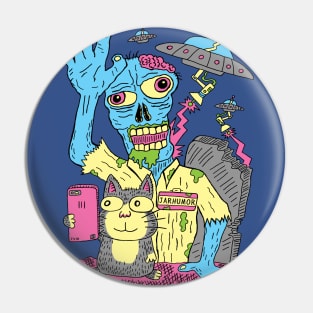 Cat Zombie UFO Pin