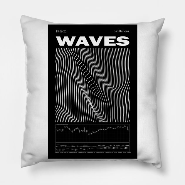 WAVES (black) T-Shirt Pillow by AnnVas