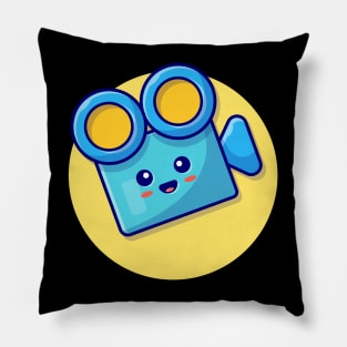 Cute Camera Movie Cartoon Vector Icon Illustration Pillow