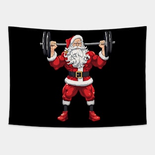 Santa Deadlift Fitness Christmas Funny Gym Xmas Weightlift Tapestry