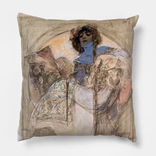 Study for a poster of Sarah Bernhardt Pillow