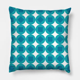 Blue Squares and Circles Seamless Pattern 018#001 Pillow