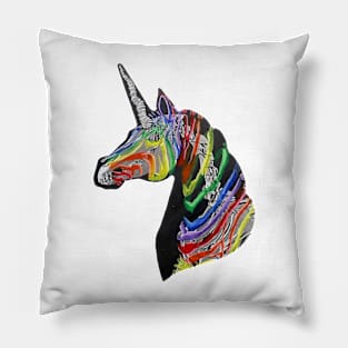 Rainbow Zebra Unicorn Pillow