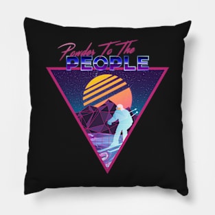 Retro Vaporwave Ski Mountain | Powder To The People | Shirts, Stickers, and More! Pillow