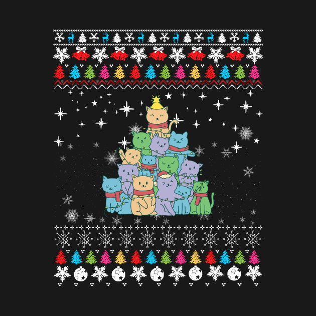 Discover Christmas Cat Tree - Christmas Cat - T-Shirt