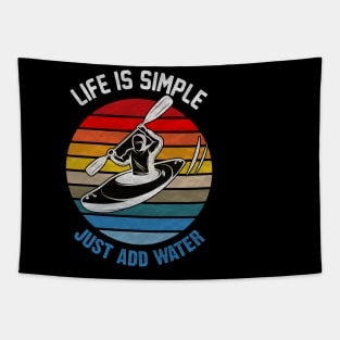 Life is simple just add water canoe paddles adventure river Tapestry