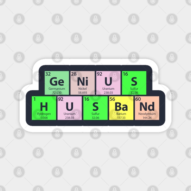 Genius Husband Periodic Table Magnet by Gold Wings Tees