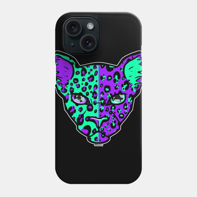 Purple and Teal Split Leopard Phone Case by Jan Grackle