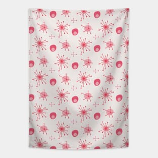 Atomic MCM Starburst Pattern Pink, Red Tapestry