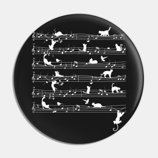 Cute Cat Kitty Playing Music Note Clef Musician Art Pin