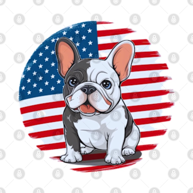 A cartoon French bulldog with American flag(1) by YolandaRoberts