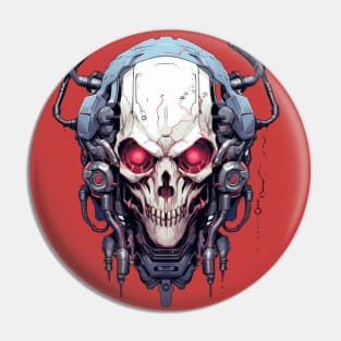 Cyber Demon Skull Cyborg Pin