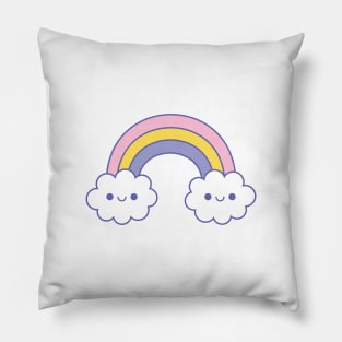 Happy Rainbow Clouds Pillow