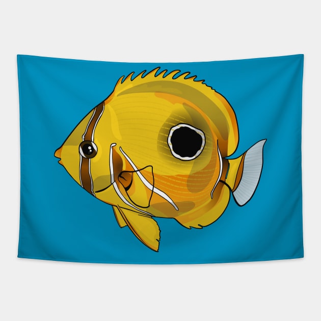 Eclipse Butterfly Fish Tapestry by Inklings of Grace