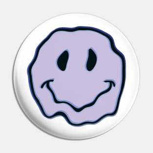 Blue melting smiley face Pin