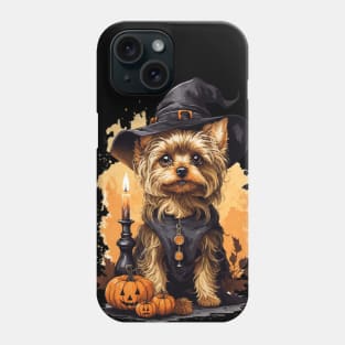 A witch's familiar Halloween Yorkshire Terrier Phone Case