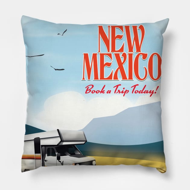 New Mexico travel poster Pillow by nickemporium1