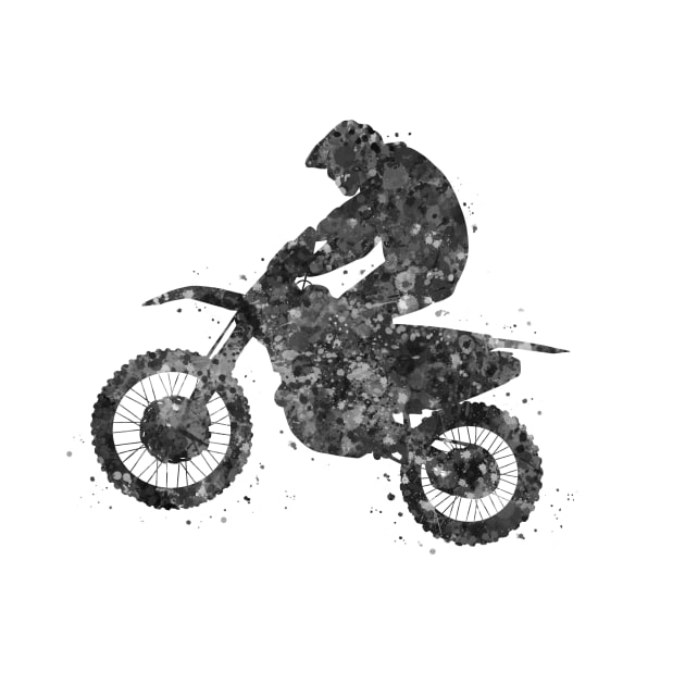 Motocross dirt bike black and white by Yahya Art