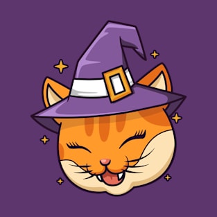 Funny cat wear witch hat T-Shirt