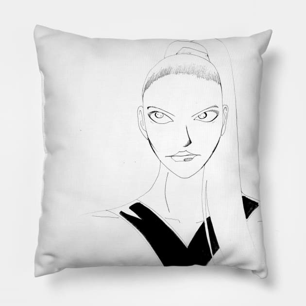 anya taylor joy sketch Pillow by jorge_lebeau