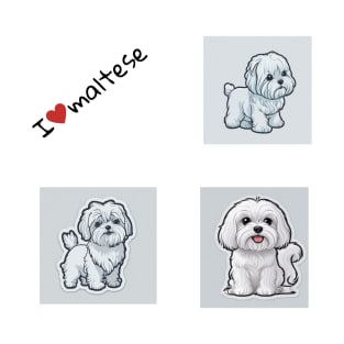 Maltese Dog Lover Sticker Set T-Shirt