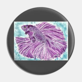 Purple Betta fish Pin