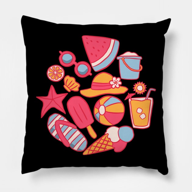 Cute summer design Pillow by Yarafantasyart