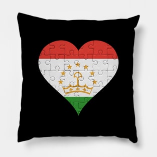 Tajikistani Jigsaw Puzzle Heart Design - Gift for Tajikistani With Tajikistan Roots Pillow