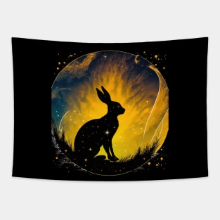 Year of the rabbit chinese zodiac sign yellow sky Tapestry