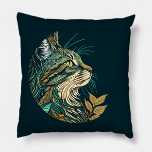 Boho Cat Cute Colorful Retro Color Pillow