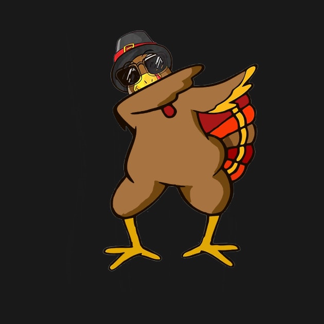 Funny Dabbing Turkey Thanksgiving Outfit Clothes by TeeAaron