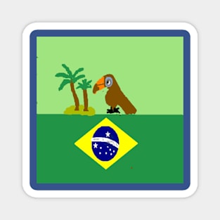 Sporty Brazil Design on Blue Background Magnet