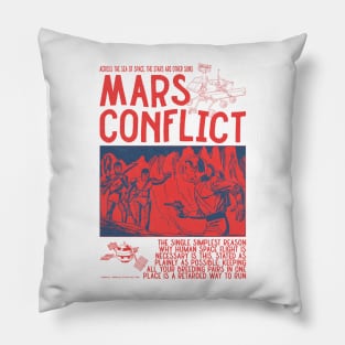 Mars Conflict / Vintage Comic Style Red Pillow