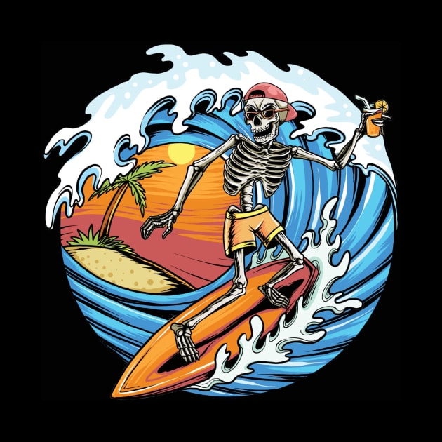 Surfing Skull by Sascha Baltes